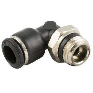Swivel L-fitting with universal thread