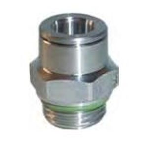 Straight male connector with cylindric thread